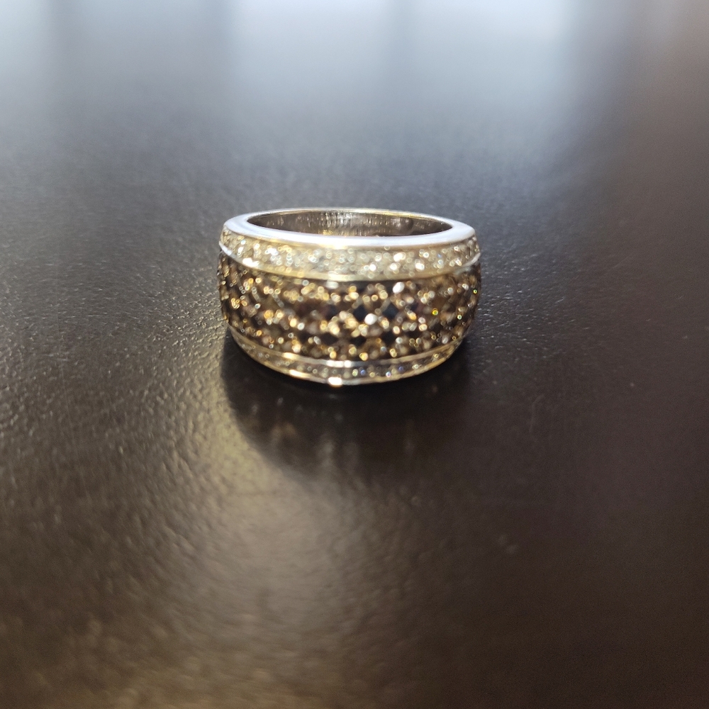 LeVian Chocolate and White Diamond Band Ring 2 ctw. White gold. Discontinued